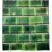 緑タイル シャワーカーテン (正面)