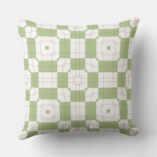 緑チェッカーボードグリッドパターンを使用 クッション (裏面)