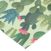 緑ティール（緑がかった色）咲きサボテン模様 ショートテーブルランナー (コーナー)