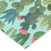 緑ティール（緑がかった色）咲きサボテン模様 ショートテーブルランナー (コーナー)