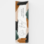 緑テラコッタ抽象芸術水色ベビーシャワーb 横断幕 (縦)