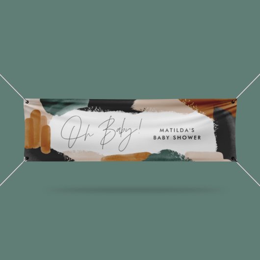 緑テラコッタ抽象芸術水色ベビーシャワーb 横断幕