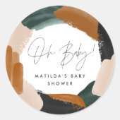 緑テラコッタ抽象芸術水色ベビーシャワーc ラウンドシール (正面)