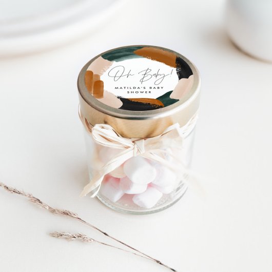 緑テラコッタ抽象芸術水色ベビーシャワーc ラウンドシール