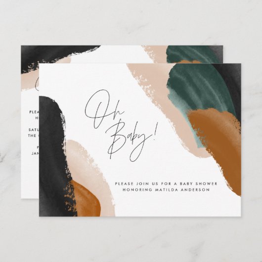 緑テラコッタ抽象芸術水色ベビーシャワーi ポストカード (正面/裏面)