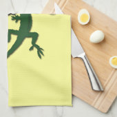 緑トカゲのシェフの台所タオル キッチンタオル (四つ折り)