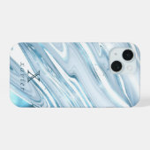 緑トスカマーブルカスタマイズ可能 iPhone 15ケース (裏面横)