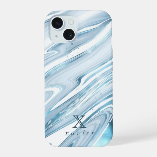 緑トスカマーブルカスタマイズ可能 iPhone 15ケース (裏面)