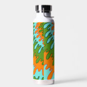 緑トリップ（幻覚体験）のようなオレンジ液ストライプ滴Y2Kパターン ウォーターボトル (左面)