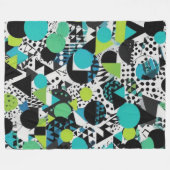 緑トーンと黒のコンテンポラリーデザイン フリースブランケット (正面(横))