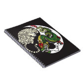 緑ドラゴンおよび白いトラの陰陽の記号 ノートブック (右側)