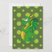緑ドラゴンの漫画の誕生日のプリントの招待状 招待状 (裏面)