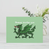 緑ドラゴンの誕生日の招待状 招待状 (スタンド正面)