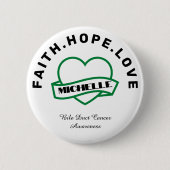 緑ハート胆管がん認識度ボタン 缶バッジ (正面)