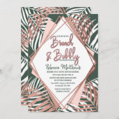 緑バラの金ゴールドの快活な熱帯ヤシの木のブランチ 招待状 (正面/裏面)