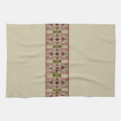 緑パターン(の模様が)あるのベージュ キッチンタオル (横)