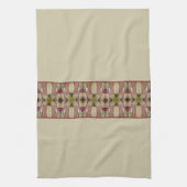 緑パターン(の模様が)あるのベージュ キッチンタオル (縦)