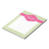 緑パター千鳥格子のンピンクモノグラム ノートパッド (回転)