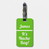緑パーソナライズされたおもしろいの注意 ラゲッジタグ (裏面縦)
