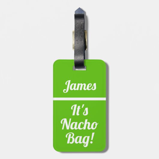緑パーソナライズされたおもしろいの注意 ラゲッジタグ (裏面縦)