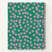 緑パーソナライズされたとピンクの水玉模様スタイリッシュ ノートブック (裏面)