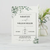 緑パーソナライズされたと白の水の色結婚の 招待状 (スタンド正面)