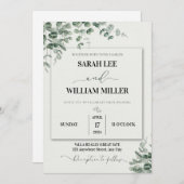 緑パーソナライズされたと白の水の色結婚の 招待状 (正面/裏面)