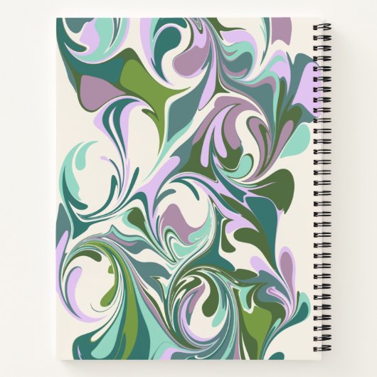 緑パーソナライズされたと紫の大理石の渦巻き名 ノートブック (裏面)