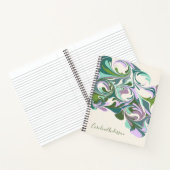 緑パーソナライズされたと紫の大理石の渦巻き名 ノートブック (内部)