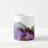 緑パーソナライズされたと紫の水彩(ばちゃばちゃ)跳ねる コーヒーマグカップ (中央)