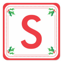 緑パーソナライズされたと赤のホリークリスマスステッカー