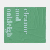 緑パーソナライズされたと青の結婚新婚 フリースブランケット (正面(横))