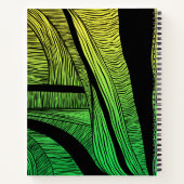 緑パーソナライズされたと黄の波の結合 ノートブック (裏面)