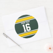 緑パーソナライズされたと黄色のスポーツストライプ選手 ラウンドシール (封筒)