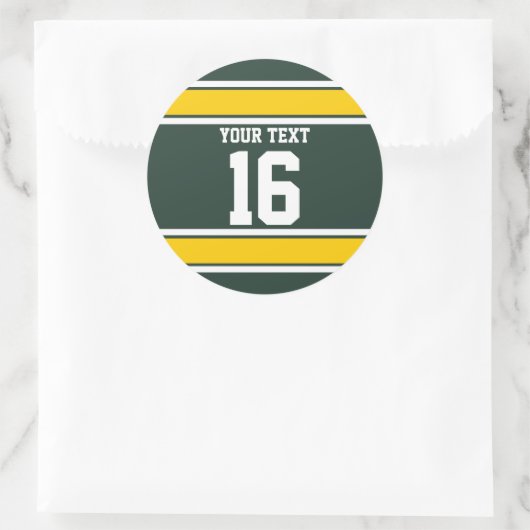 緑パーソナライズされたと黄色のスポーツストライプ選手 ラウンドシール (バッグ)