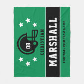 緑パーソナライズされたと黒のサッカー選手の名前 フリースブランケット (正面)