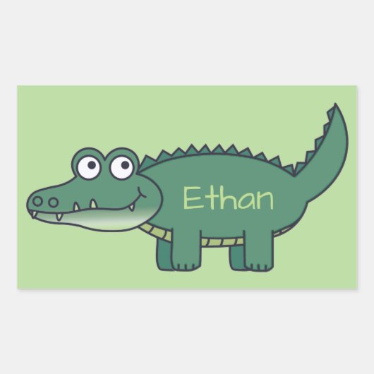 緑パーソナライズされたのカリゲーター 長方形シール (正面)