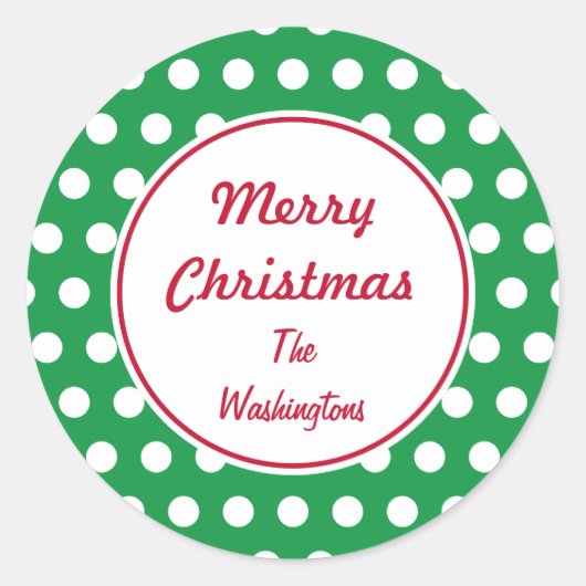 緑パーソナライズされたのクリスマス ラウンドシール (正面)
