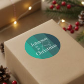 緑パーソナライズされたのストライプ家族の名前クリスマス ラウンドシール