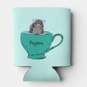 緑パーソナライズされたのティーカップのシュガーグライダー 缶クーラー (裏面)