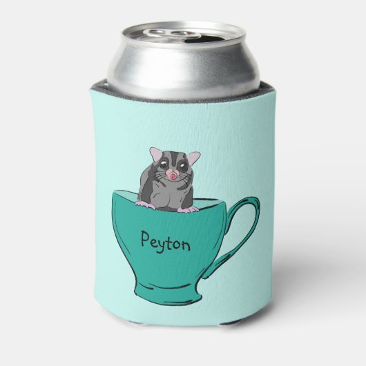 緑パーソナライズされたのティーカップのシュガーグライダー 缶クーラー (缶裏面)