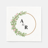 緑パーソナライズされたのフローラサ結婚ークル紙 スタンダードカクテルナプキン (正面)