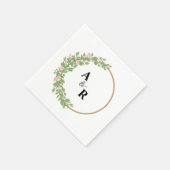 緑パーソナライズされたのフローラサ結婚ークル紙 スタンダードカクテルナプキン (角)