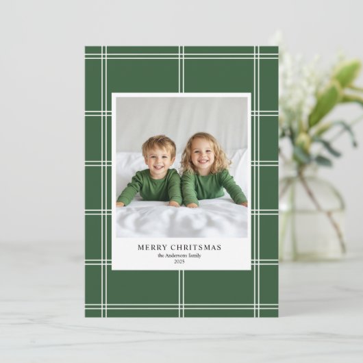 緑パーソナライズされたのメリークリスマス写真 招待状 (スタンド正面)