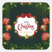 緑パーソナライズされたのメリークリスマス |シール スクエアシール (正面)