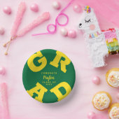 緑パーソナライズされたの卒業に黄色 ペーパーボウル (パーティー)