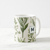 緑パーソナライズされたの園芸植物の園芸スタイリッシュ コーヒーマグカップ (正面右)