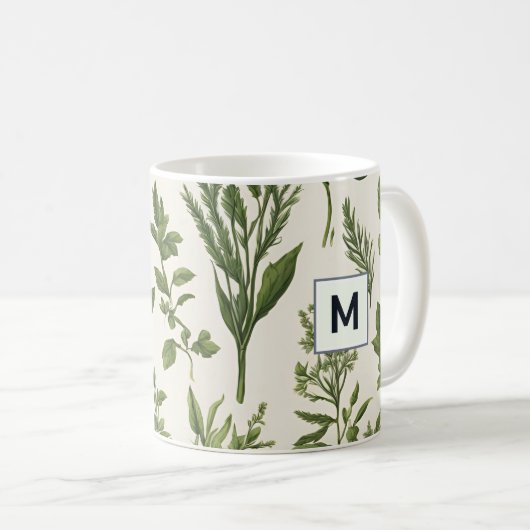 緑パーソナライズされたの園芸植物の園芸スタイリッシュ コーヒーマグカップ (正面右)