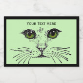 緑パーソナライズされたの目を持つかわいらし猫顔 フードラベル (シングルラベル)