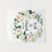 緑パーソナライズされたの結婚式のレセプションフォトプロップ タペストリー (正面(横))